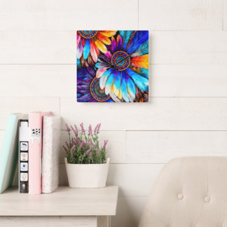 Pretty Feathers Square Wall Clock