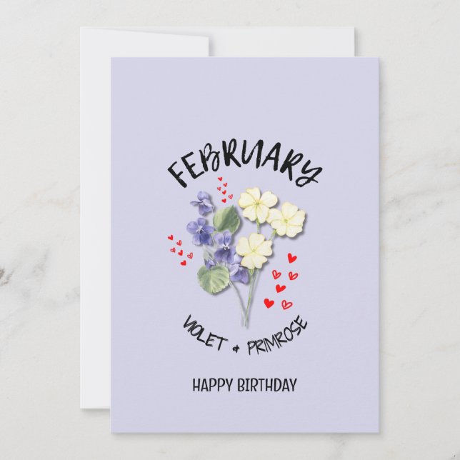 Pretty FEBRUARY Birth Month Flower Birthday Card (Front)
