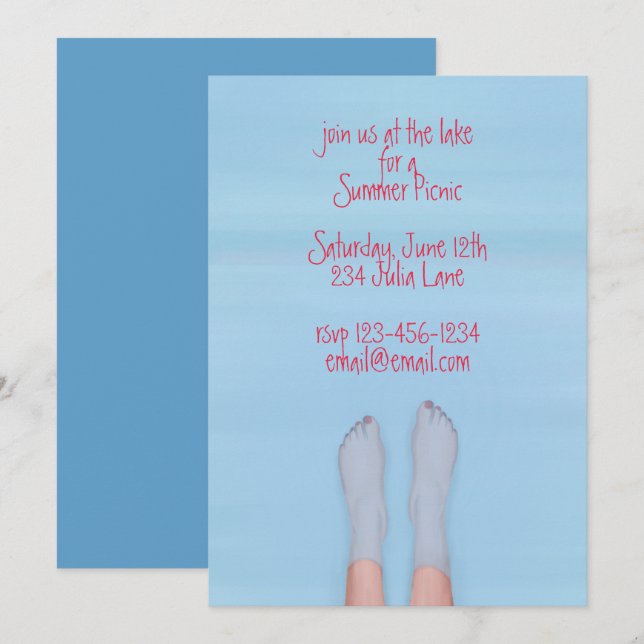 pretty feet soaking in the cool water invitation (Front/Back)
