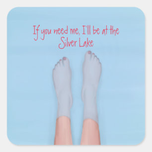 pretty feet soaking in the cool water   note card  square sticker