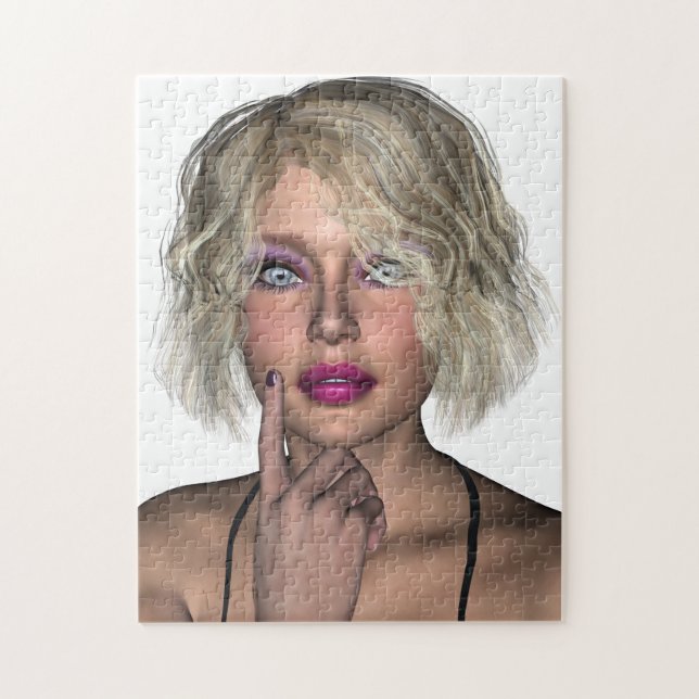 Pretty Female Touching Her Face Jigsaw Puzzle (Vertical)