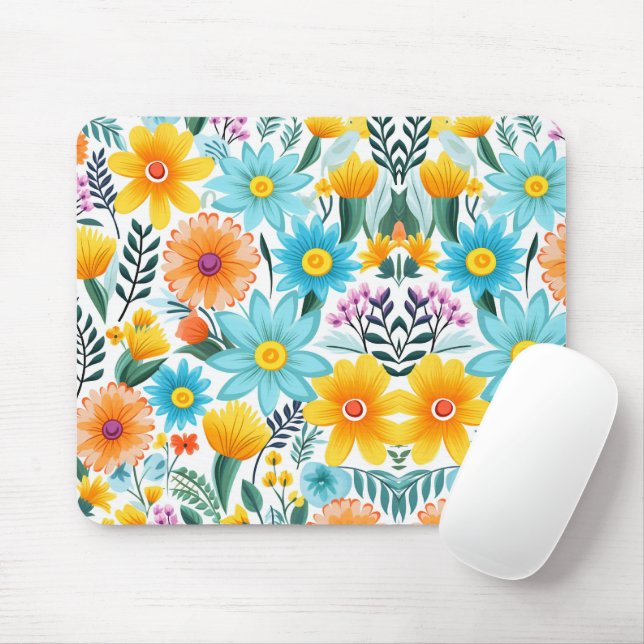 Pretty Feminine Black Floral Pattern Mouse Pad (With Mouse)