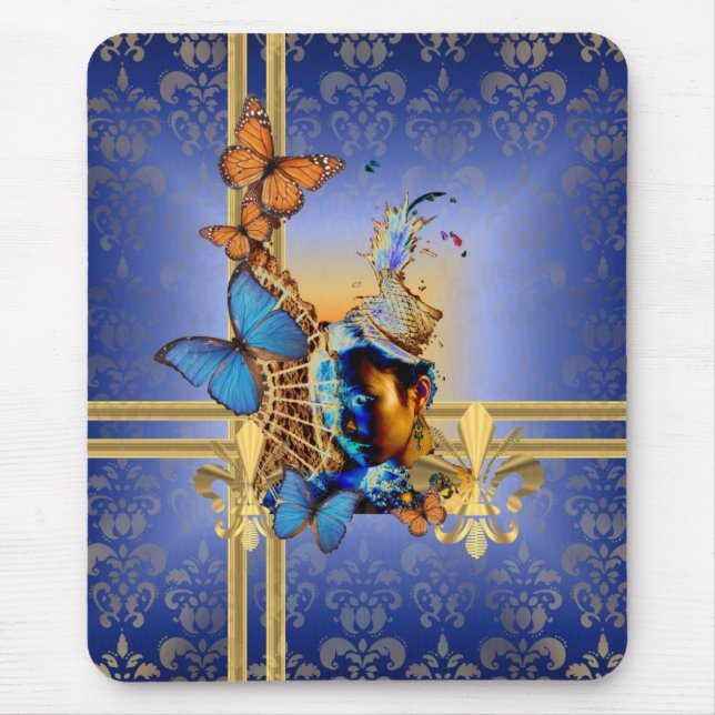 Pretty feminine girly design and butterflies mouse pad (Front)