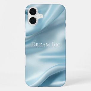Pretty Feminine Light Blue Faux Satin iPhone 16 Plus Case