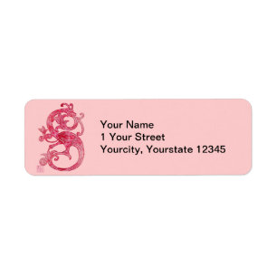 Pretty Feminine Mediaeval Pink Fantasy Dragon Return Address Label
