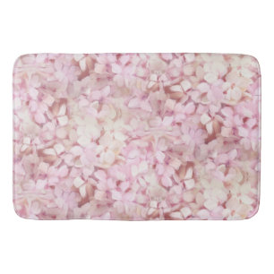 Pretty Feminine Modern Blush Pink Hydrangea Floral Bath Mat