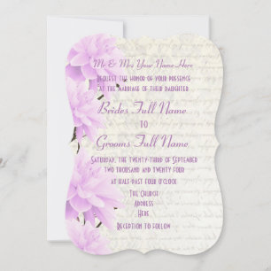 Pretty feminine pale pastel lilac floral wedding invitation