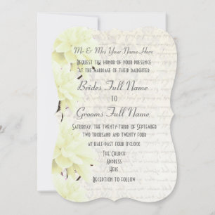 Pretty feminine pale pastel yellow floral wedding invitation