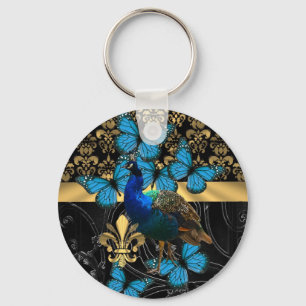 Pretty feminine peacock design key ring