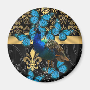 Pretty feminine peacock design magnet