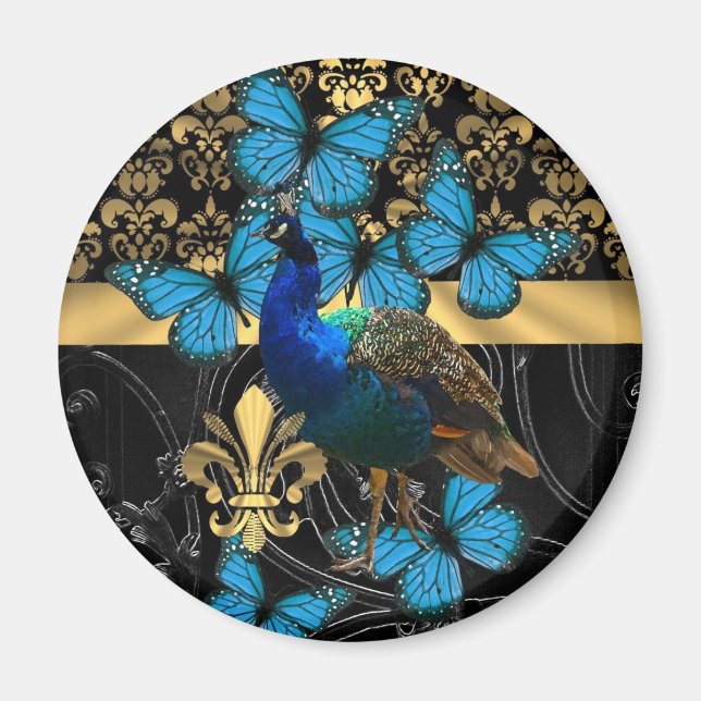 Pretty feminine peacock design magnet (Front)
