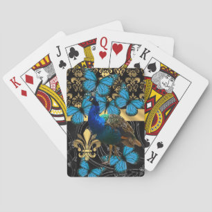 Pretty feminine peacock design playing cards