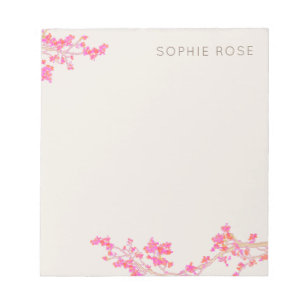 Pretty Feminine Pink Floral Notepad
