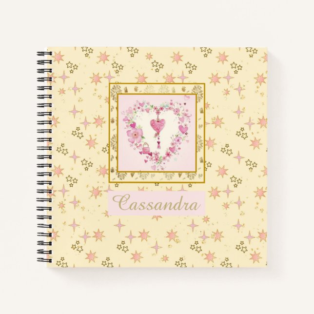 Pretty Feminine Stars Pattern Personalised Notebook (Front)