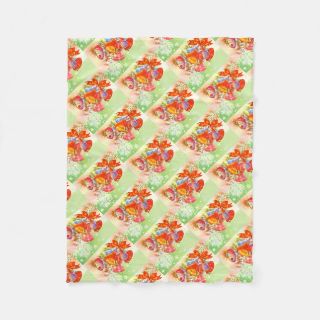 Pretty festive bells fleece blanket (Front)