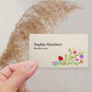Pretty Fiesta Floral Bouquet Neutral Social Media Business Card