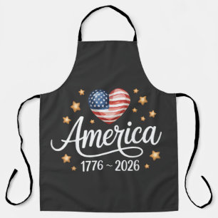 Pretty Flag Heart 1776-2026 July 4th 250th Apron
