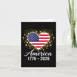 Pretty flag heart 1776 2026 july 4th 250th birthda card