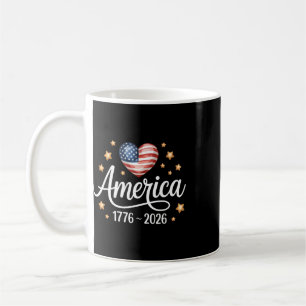 Pretty Flag Heart 1776 2026 July 4th 250th Birthda Coffee Mug