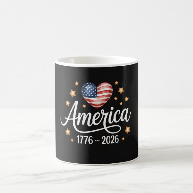 Pretty Flag Heart 1776-2026 July 4th 250th Coffee Mug (Center)
