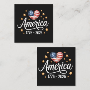 Pretty Flag Heart 1776-2026 July 4th 250th Enclosure Card