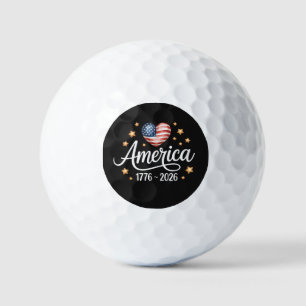 Pretty Flag Heart 1776-2026 July 4th 250th Golf Balls