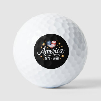 Pretty Flag Heart 1776-2026 July 4th 250th  Golf Balls