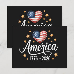 Pretty Flag Heart 1776-2026 July 4th 250th Invitation