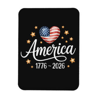 Pretty Flag Heart 1776-2026 July 4th 250th  Magnet