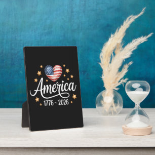 Pretty Flag Heart 1776-2026 July 4th 250th Plaque