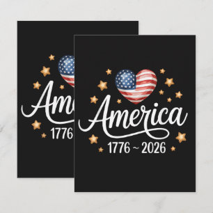 Pretty Flag Heart 1776-2026 July 4th 250th Thank You Card