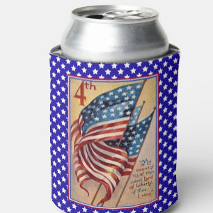 Pretty Flags Fourth of July Patriotic Flag Can Cooler