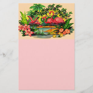 Pretty Flamingo Birds Personal Flowers Stationery