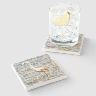 Pretty Flamingo Fledgling Watercolor Stone Coaster