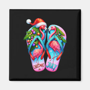 Pretty Flamingo Flip Flops Tropical Summer Christm Magnet