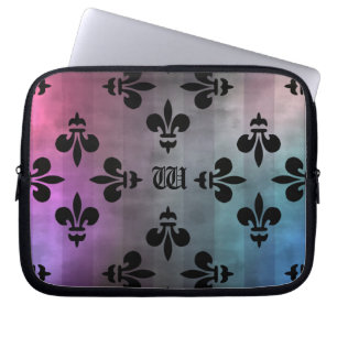 Pretty Fleur de lis pattern monogrammed Laptop Sleeve