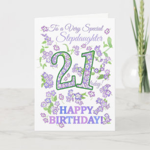 Pretty Floral 21st Birthday Special Stepdaughter Card
