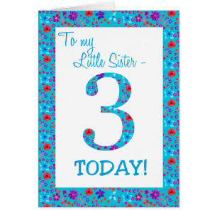 Pretty Floral 3rd Birthday Little+Sister Blue