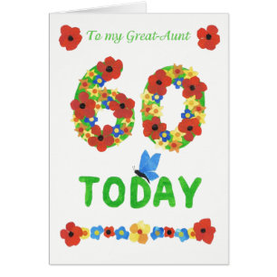 Pretty Floral 60th Birthday, for Great Aunt