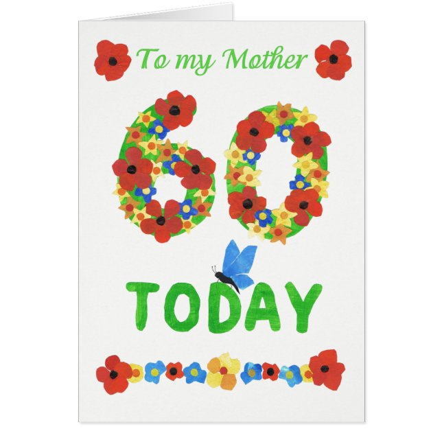 Pretty Floral 60th Birthday, for Mother (Front)
