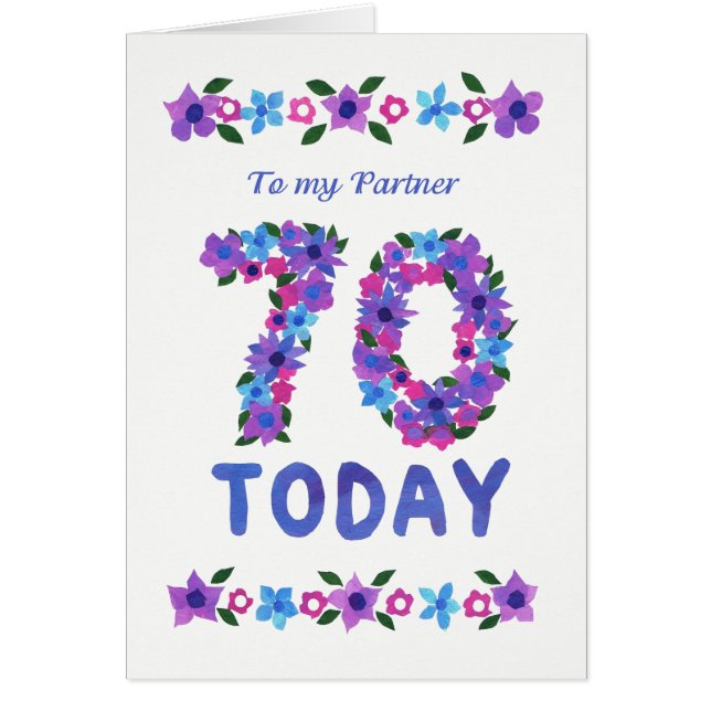 Pretty Floral 70th Birthday, for Partner (Front)