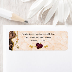Pretty Floral 70th Birthday & Gold Foil Balloon    Return Address Label
