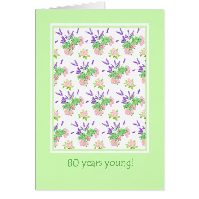 Pretty Floral 80th Birthday Greeting (Front)