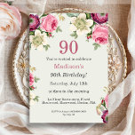 Pretty Floral | 90th Birthday Invitation<br><div class="desc">Looking for a charming invitation for your upcoming 90th birthday bash? Look no further than our pretty floral invitation! With a lovely design featuring delicate pink,  purple,  and cream flowers on a sage green background,  this customisable invitation is sure to set the perfect tone for your celebration.</div>