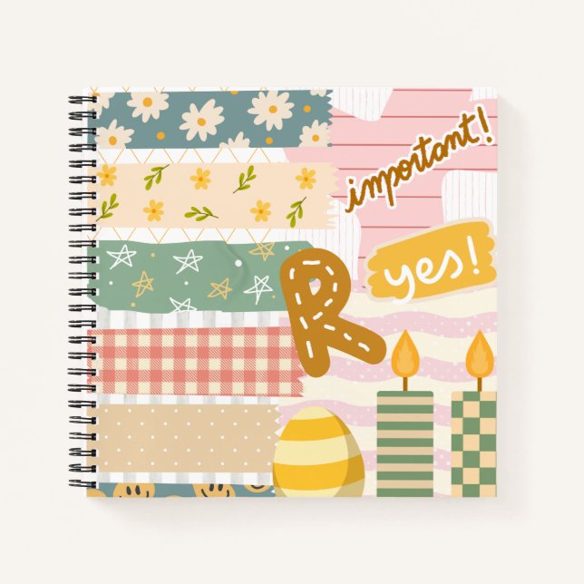 Pretty floral and patterned tapes girly collage notebook (Front)