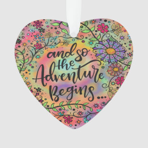 Pretty Floral ‘And so the Adventure Begins’ Ornament