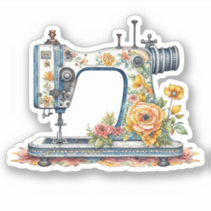 Pretty Floral Antique Sewing Machine Christmas