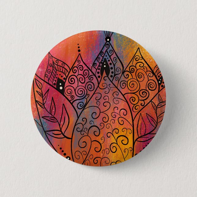 Pretty Floral Art 6 Cm Round Badge (Front)