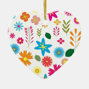 Pretty Floral Art Ceramic Ornament