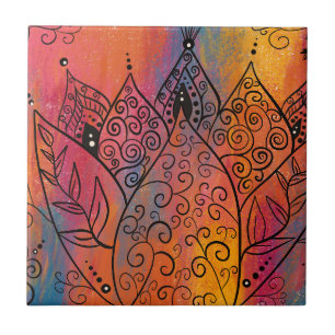 Pretty Floral Art Ceramic Tile